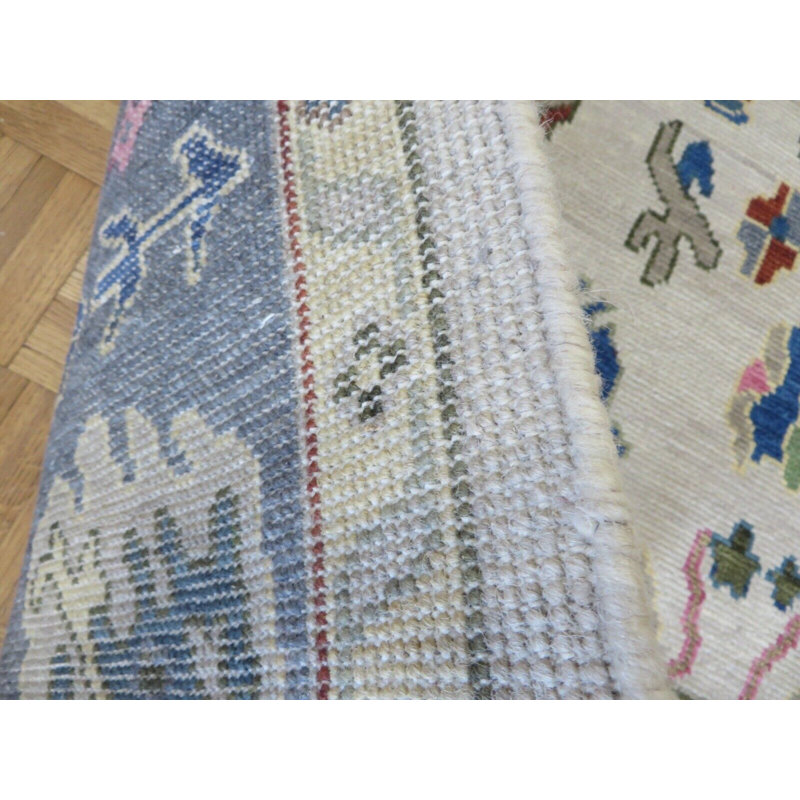 Hadin One-of-a-Kind 5'11" Square Wool Area Rug in Beige/Pink/Sage Green/Light Blue