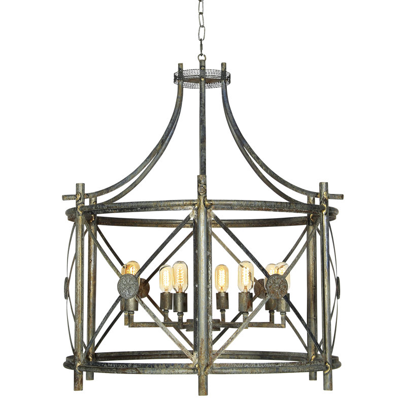 Rosette 8 - Light Lantern Drum Chandelier, Deep Ocean