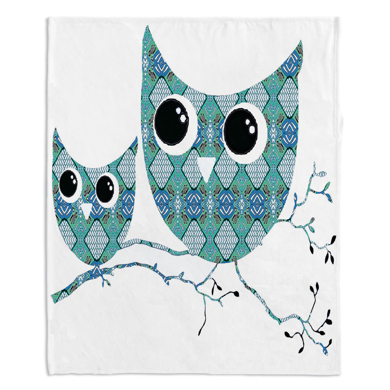  Jeté Owl Argyle, l 51 po x L 60 po, Sarcelle /Gris / Blanc