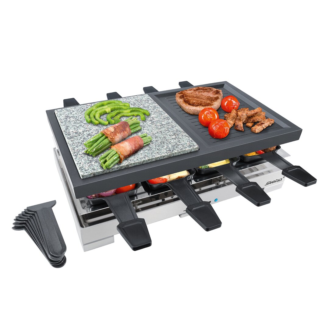 Steba Multi-Raclette RC 88 Naturstein und Grillplatte mit 8 Pfännchen inkl. 8 Pfännchenschaber