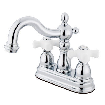 Robinet de salle de bain central à 4 poignées à fixation sur comptoir à 3 trous Kingston