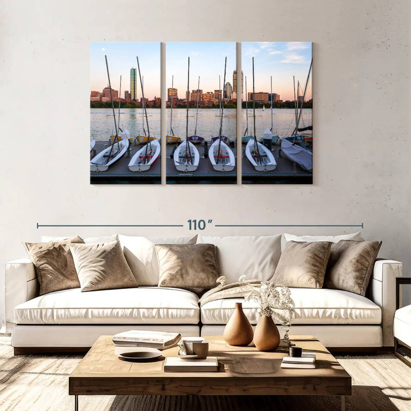 Mehar voiliers amarrés à Boston, H 48 po x l 74 po