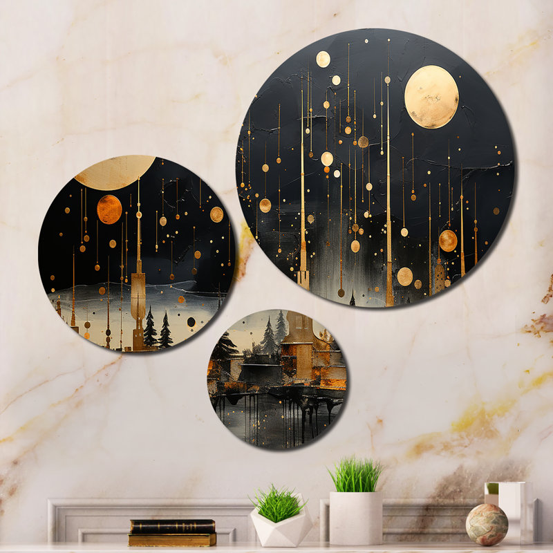 Collage Constellations II Abstract Wall Decor on Metal