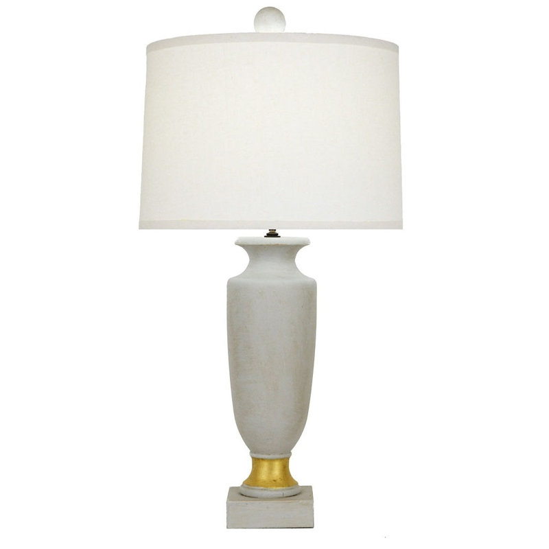 Emmylou Table Lamp, French Gray/Gold Leaf, White