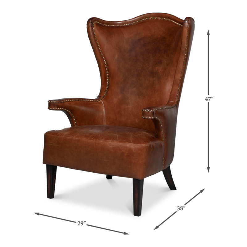 Drake Armchair, Dark Brown Genuine Leather