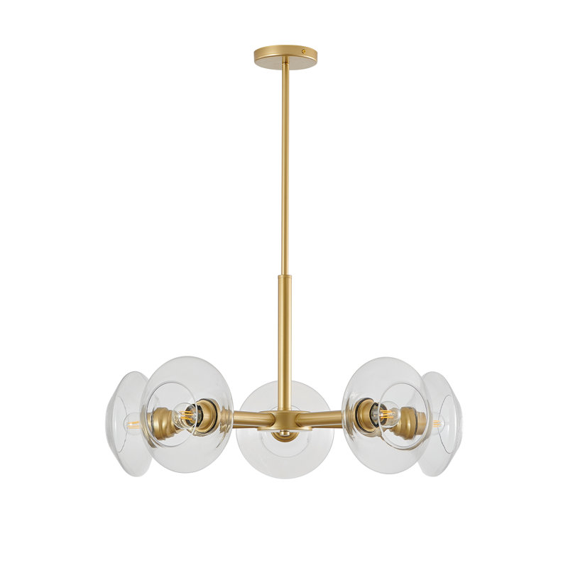Lustre Spoutnik 5 lumières avec abat-jour en verre transparent Ronin (ampoule non incluse)