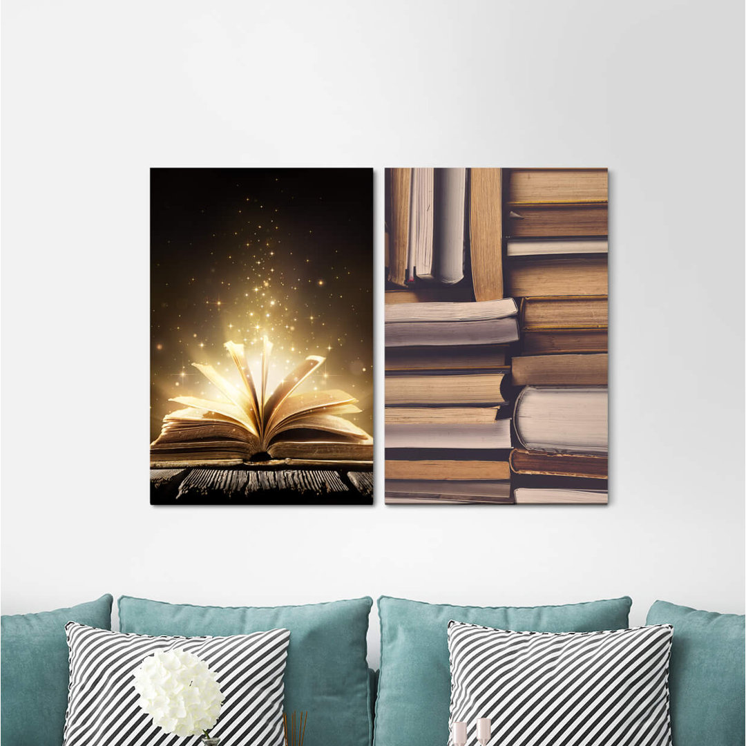 2-tlg. Leinwandbilder-Set - Fotografie „Magic Books Library Dreamlike Fantasy Magic”