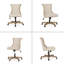  Chaise de bureau rembourrée pivotante avec hauteur réglable et structure en bois, beige naturel