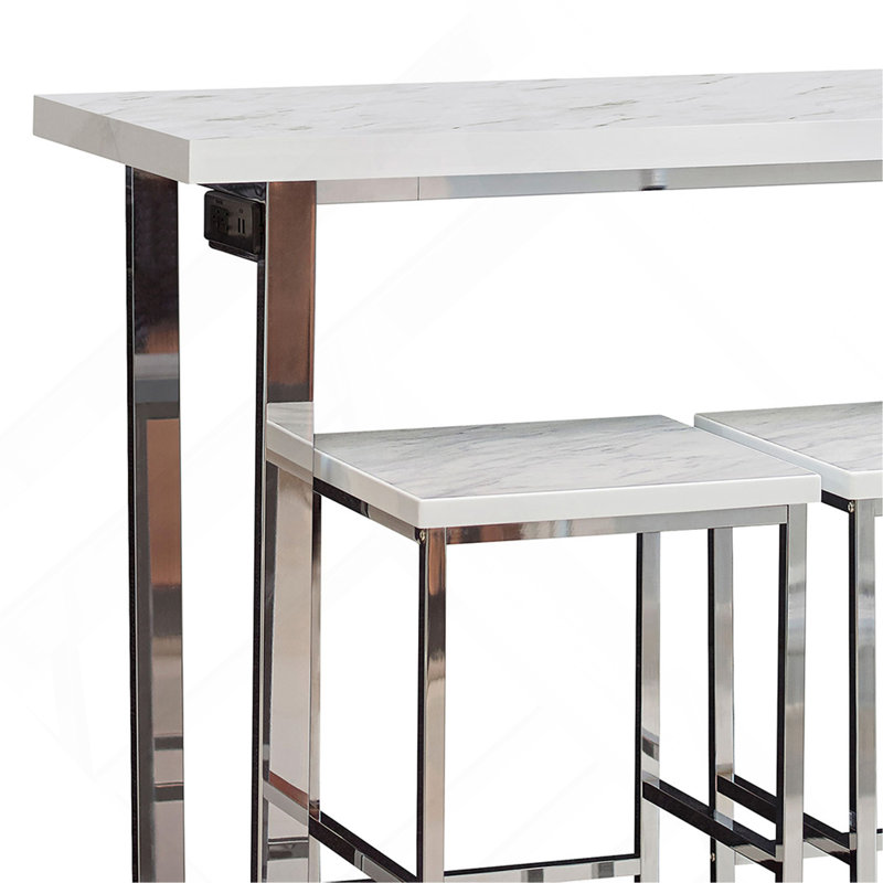 White Marble 4-Piece Dining Set