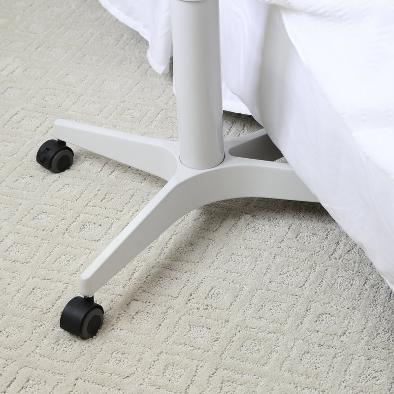 White Steel Adjustable Overbed Table with Casters
