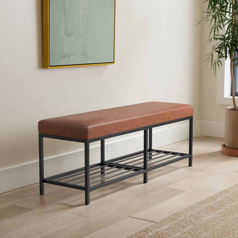 Dyer Faux Leather Upholstered Storage Bench, Brown
