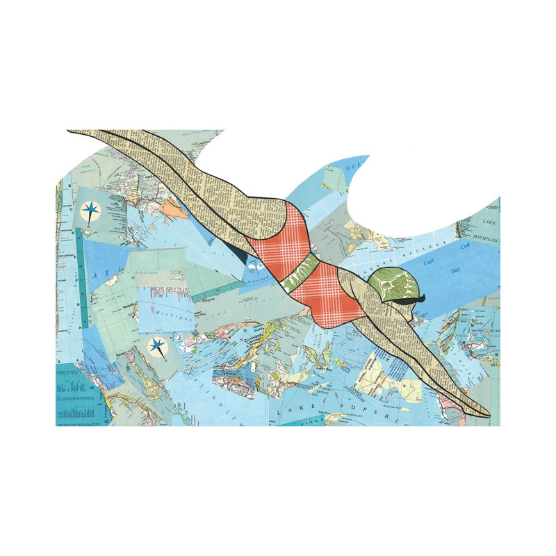 «Swimmer» par Paper Cutz - impression sur toile tendue, H 12 po x l 18 po x 1,5 po