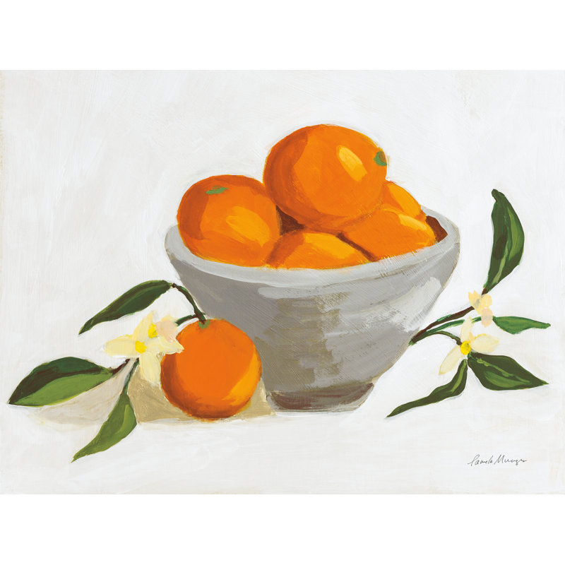 «Lizz Oranges In A Grey Bowl on Canvas» par Pamela Munger, reproduction, H 36 po x l 48 po
