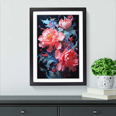 Peony Flower Neo-Plasticism 1 Piece Single Picture Frame Wall Art