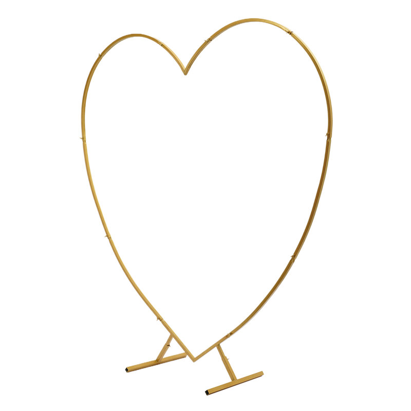 Carbon Steel Heart-Shaped Wedding Arch Backdrop Stand, Gold