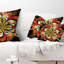 Fleur fractale jaune foncé orange - coussin imprimé abstrait