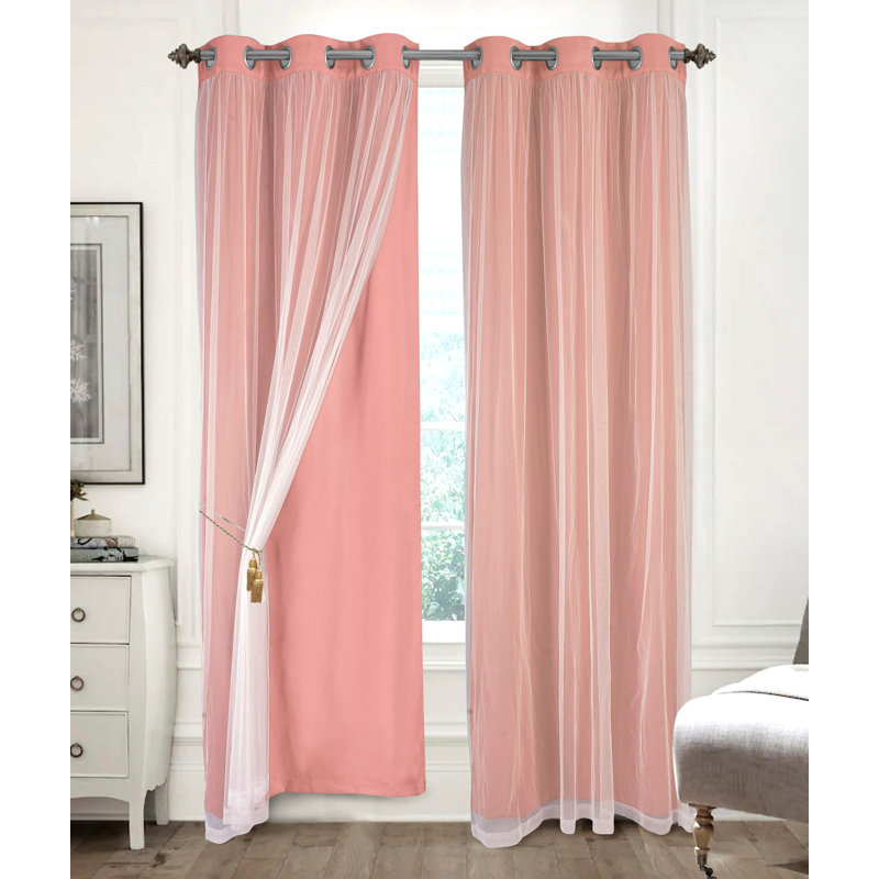 Paire de rideaux obscurcissant Hendrix, Rose, L 38 po x L 84 po