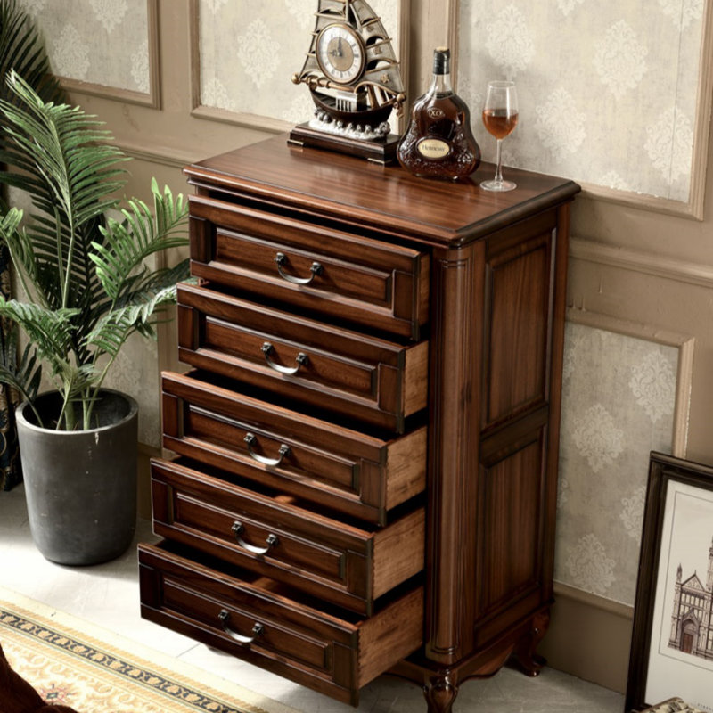 Simple Retro Style Walnut Entrance Cabinet