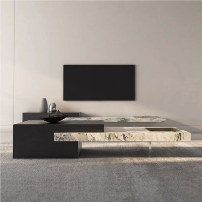 Italian style solid wood sintered stone tea table