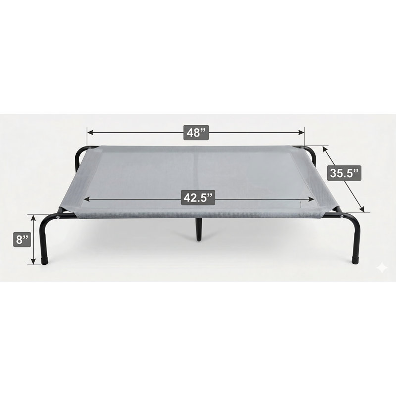 Elevated Cooling Dog Bed for Large Dogs, Portable Design Suitable for Indoor and Outdoor Use, Raised Pet Dog Cot, Durable Summer Frame with Breathable Mesh, Dimensions: 48 Inches, Color: Grey