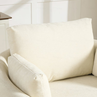 Fauteuil demi-tonneau pivotant de 42,52 po avec chenille, fauteuil d'appoint pivotant à 360 ° avec 3 coussins dodus, fauteuil pivotant rond avec coussin amovible pour le salon