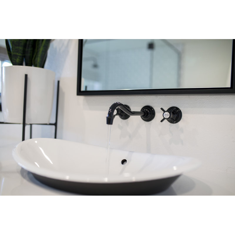 Fairfield Wall Mount Bathroom Faucet, Aged Brass