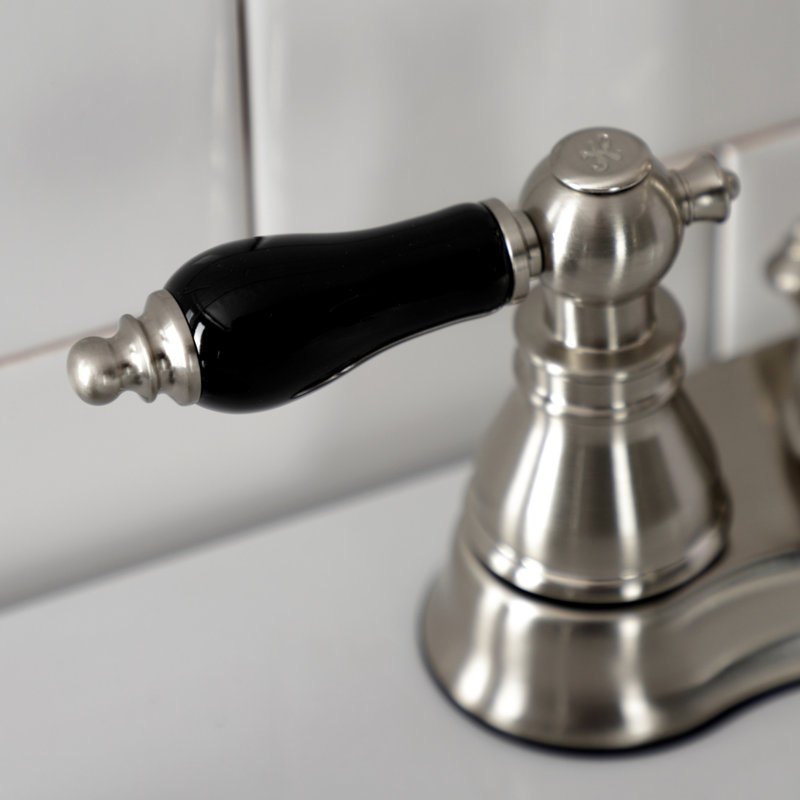 Kingston Brass American Patriot Two-Handle 3-Hole Deck Mount 4" Centerset Bathroom Faucet with Pop-Up Drain