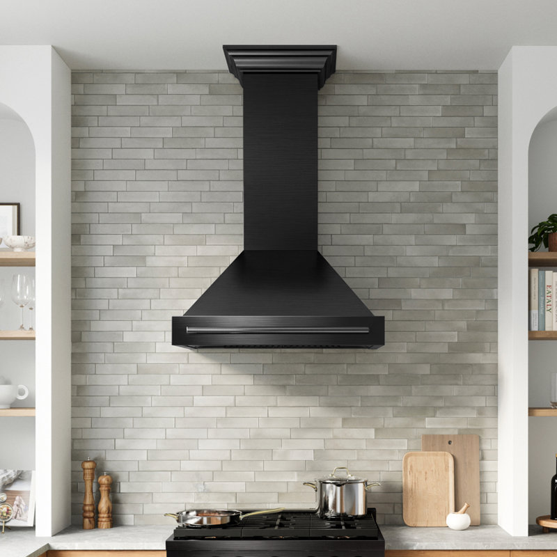 ZLINE Autograph Edition 48 in. Wall-Mount Range Hood Helix Handle (Set of 1) in Matte Black (RHHZ-K-MB-48), Stainless Steel