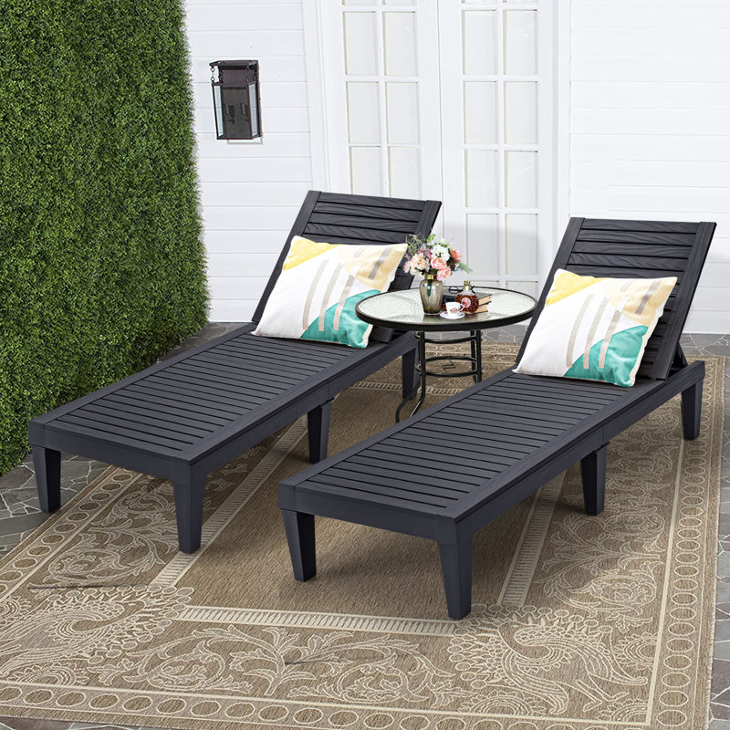 Outdoor Chaise Lounge, Black