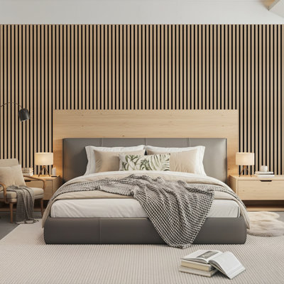 4 panneaux muraux insonorisants en bois de 93,5 po x 7,9 po pour décoration murale