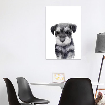 Miniature Schnauzer Puppy - Wrapped Canvas Painting