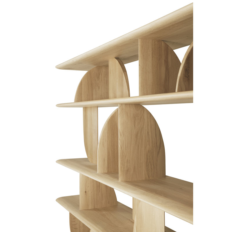 Geometric Solid Wood Geometric Bookcase, Natural