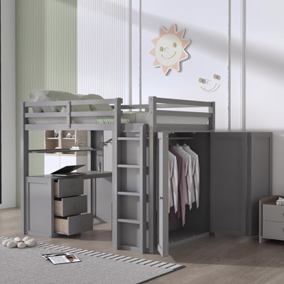 Alvara Kids Full Loft Bed with Drawers by Harriet Bee