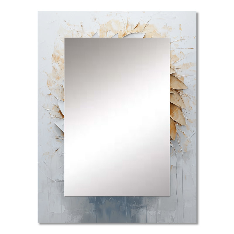 Modern Beige And White Dreamcatcher - Abstract Spirals Large Mirror, Modern Unique Wall Mirror Decor, Printed Metal Art