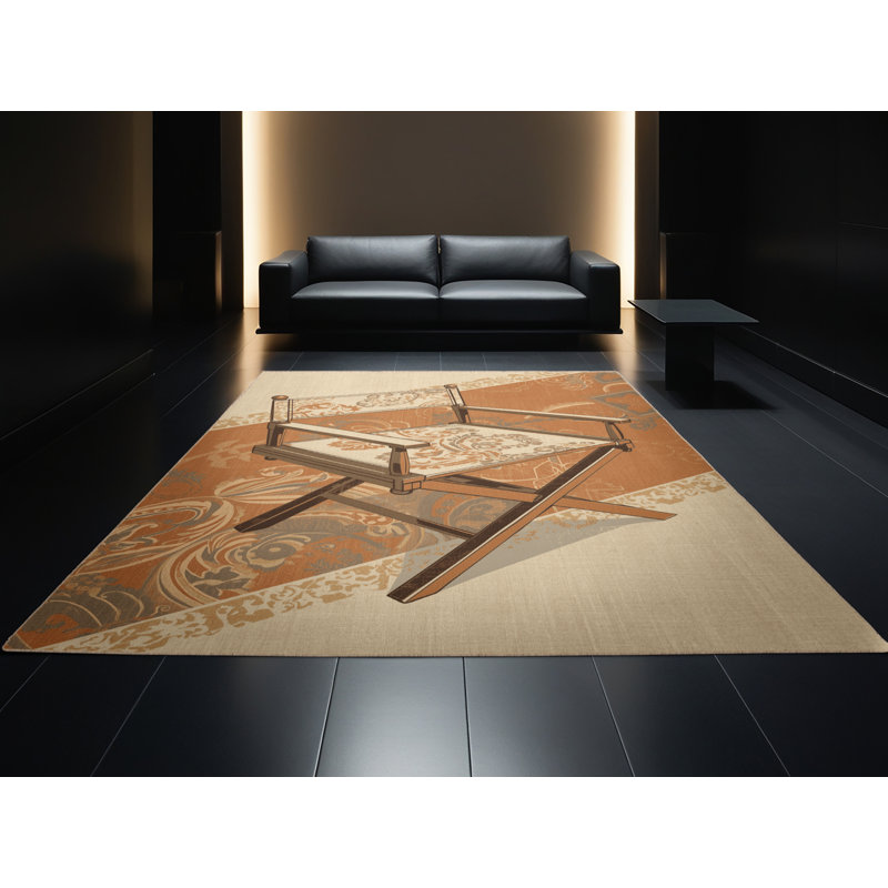 Machine Washable Osnat Directors Chair Classic Oriental Rug in Brown – Beige Binding, 4x6