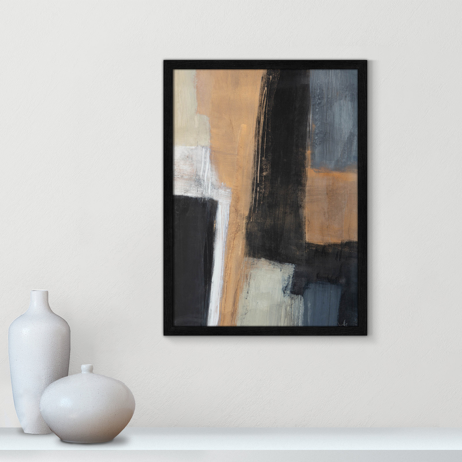 Metallic Slate I by Casa Fine Arts, 23" H x 17" W x 1.25" D, Black Slim Unmatted Picture Framed