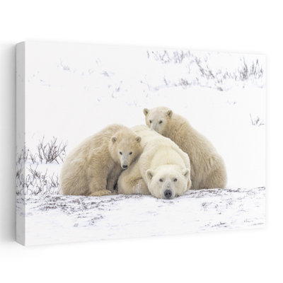 Polar Bear Family Peaceful Abstract Contemporary Bear Landscape Nature Wall Art Print