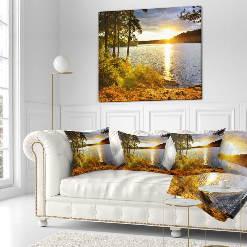 Beautiful View of Sunset over Lake Pillow, 18" x 18", Throw Pillow