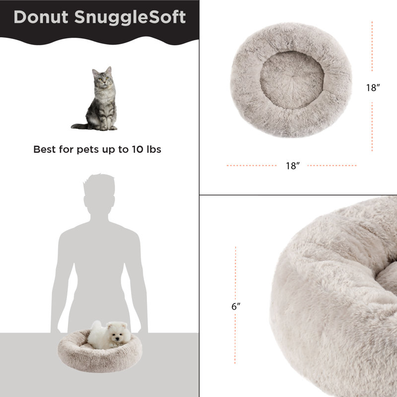 Small Orthopedic Brown Faux Fur Round Dog Bed