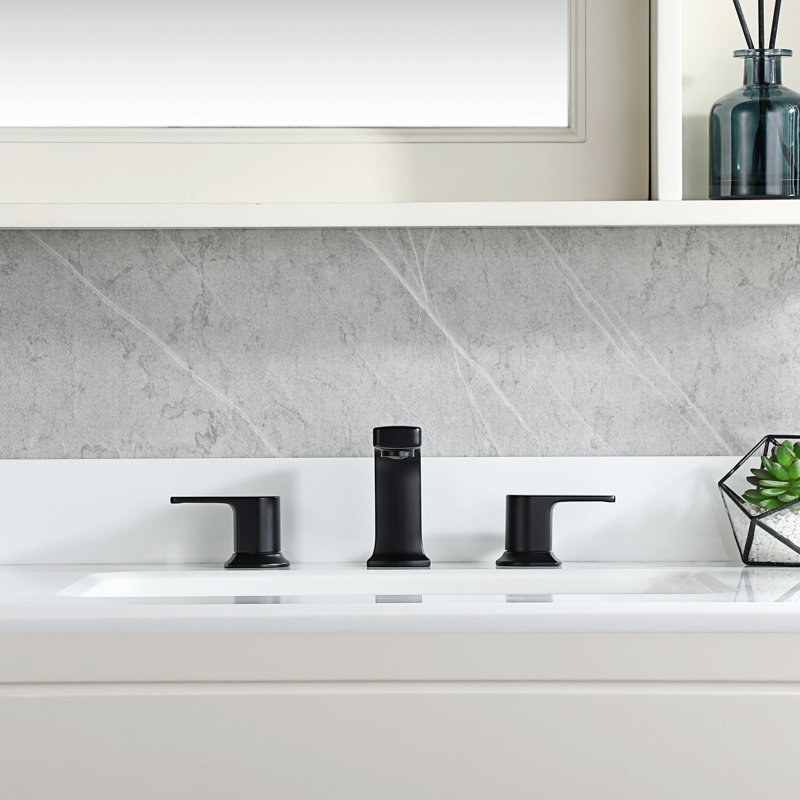 Dean Collection Two-Handle Widespread Short-Veseel Lavatory Bathroom Faucet with Drain Assembly - Matte Black, Matte Black