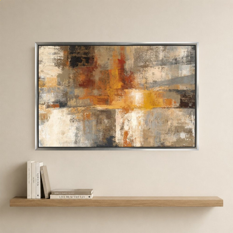 «Silver and Amber» par Silvia Vassileva - impression sur toile, H 28 po x l 40 po, Argent