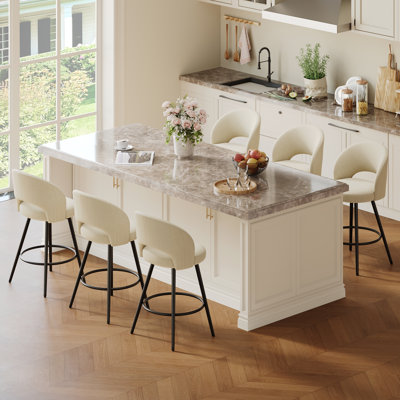 Swivel Upholstered Counter Stool with Steel Frame