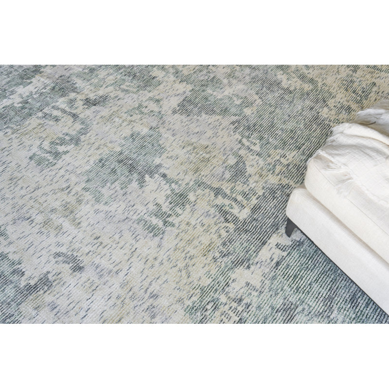 Abstract Area Rug in Green, Rectangle 10' x 14'