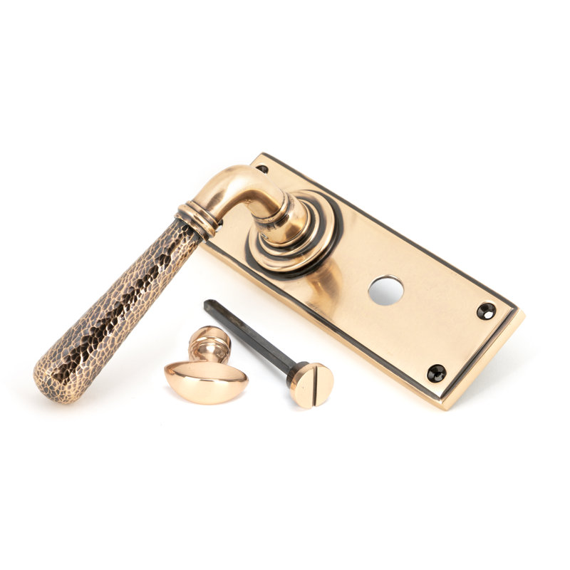 Hammered Newbury Double Dummy Door Handle, Polished Bronze