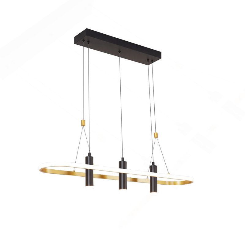 Luminaire suspendu 4 lumières DEL noir / doré à intensité variable [sans ampoule]