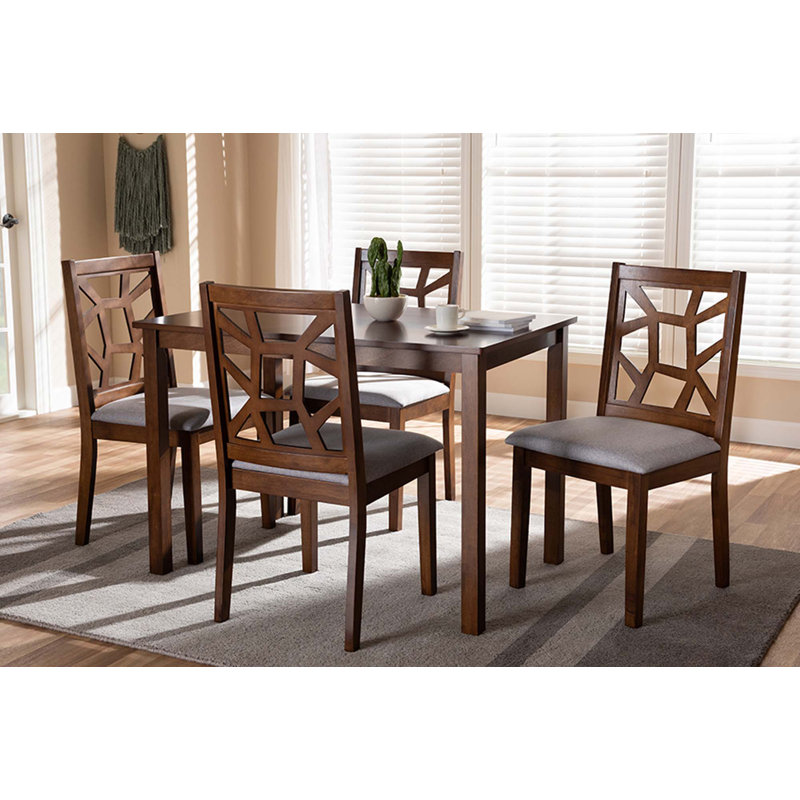 Wilgard 4 - Person Four Leg Dining Set, Gray/Walnut