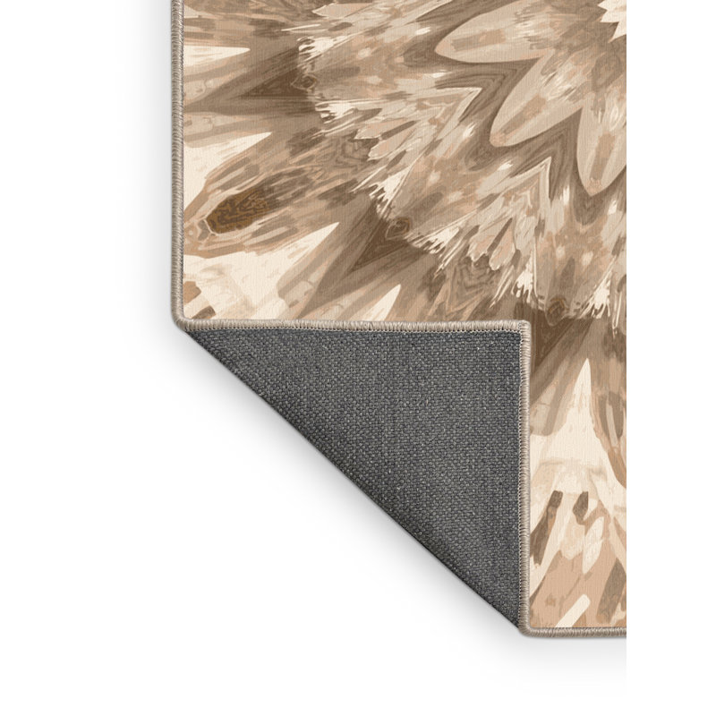 Tapis doux et moelleux Adlai Posh & Luxe Starburst en brun - reliure beige, 6 X 9