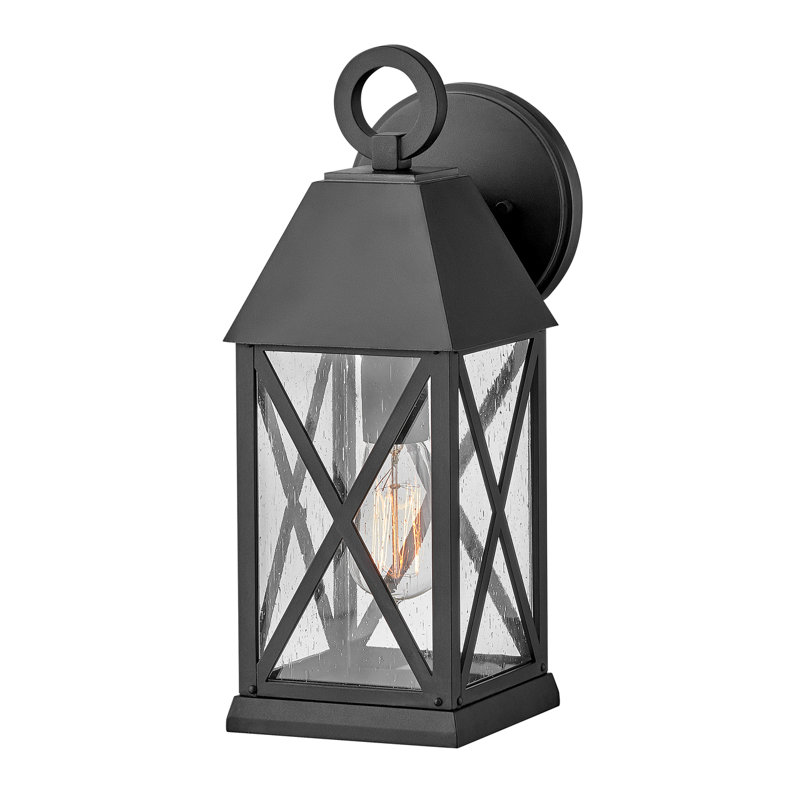 Museum Black Aluminum Outdoor Wall Sconce with Clear Seedy Glass