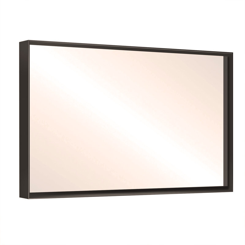 Miroir de salle de bain noir brillant pour miroir mural, 40 po x 30 po