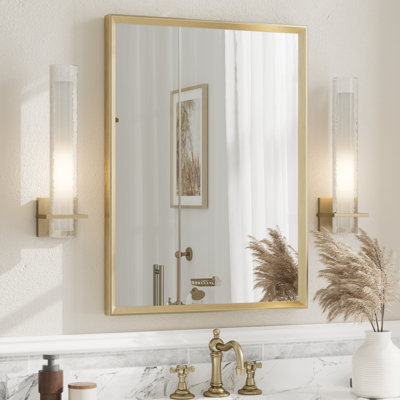 Amara Tempered Glass and Aluminum Alloy Framed French Cleat Mounted Wall Mirror